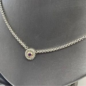 David Yurman amethyst cookie necklace. Cable box chain with lobster clasp.